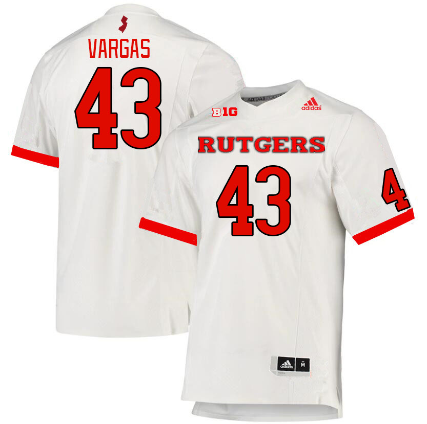 Men #43 Andrew Vargas Rutgers Scarlet Knights College Football Jerseys Stitched Sale-White - Click Image to Close